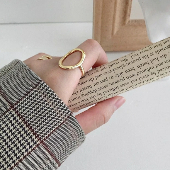 NEW SILVER / GOLD PLATED CIRCLE ADJUSTABLE RING - Picture 3 of 6